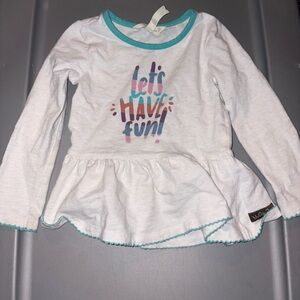 Matilda Jane Let's Have Fun Long Sleeve Shirt - White and Teal